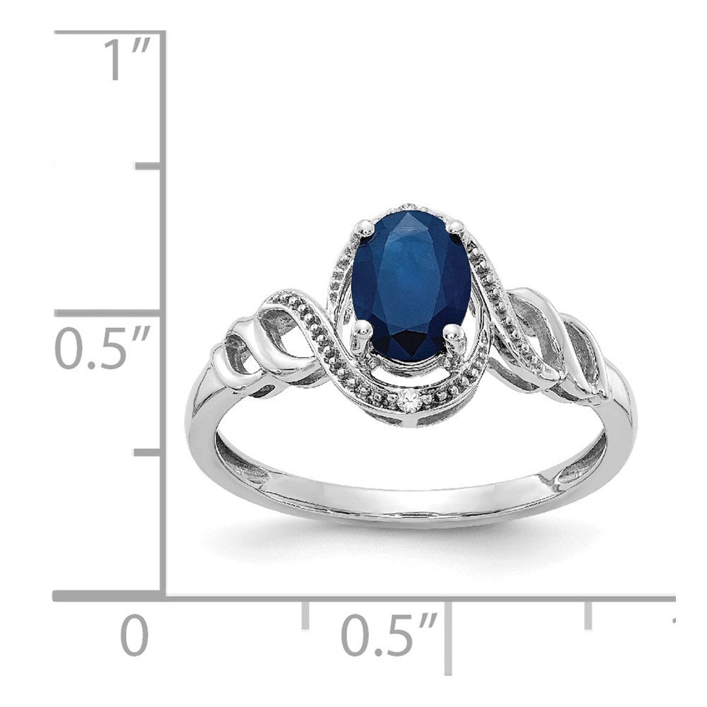 10k White Gold 7x5mm Oval September/ Sapphire and Diamond Ring