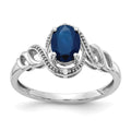 10k White Gold 7x5mm Oval September/ Sapphire and Diamond Ring