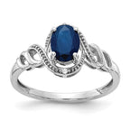10k White Gold 7x5mm Oval September/ Sapphire and Diamond Ring