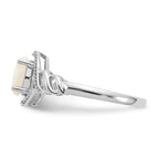 10k White Gold 7x5mm Oval October/ Opal and Diamond Ring