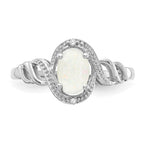 10k White Gold 7x5mm Oval October/ Opal and Diamond Ring