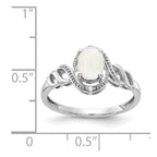 10k White Gold 7x5mm Oval October/ Opal and Diamond Ring