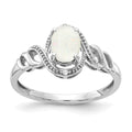 10k White Gold 7x5mm Oval October/ Opal and Diamond Ring