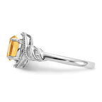 10k White Gold 7x5mm Oval November/ Citrine and Diamond Ring