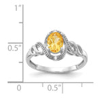 10k White Gold 7x5mm Oval November/ Citrine and Diamond Ring