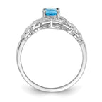 10k White Gold 7x5mm Oval December/ Light Swiss Blue Topaz and Diamond Ring