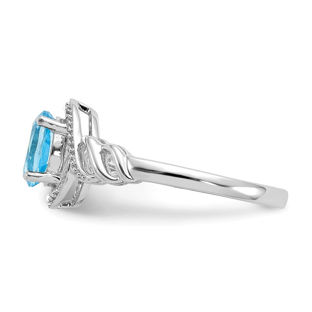 10k White Gold 7x5mm Oval December/ Light Swiss Blue Topaz and Diamond Ring