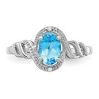 10k White Gold 7x5mm Oval December/ Light Swiss Blue Topaz and Diamond Ring