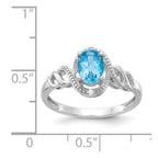 10k White Gold 7x5mm Oval December/ Light Swiss Blue Topaz and Diamond Ring