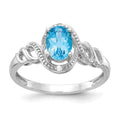 10k White Gold 7x5mm Oval December/ Light Swiss Blue Topaz and Diamond Ring