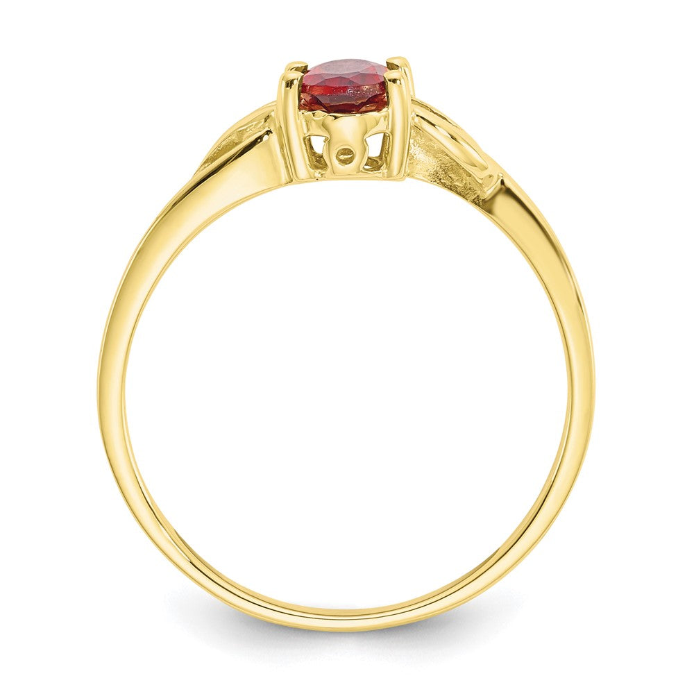 10k Polished 6x4mm Oval Genuine January/ Garnet Birthstone Ring