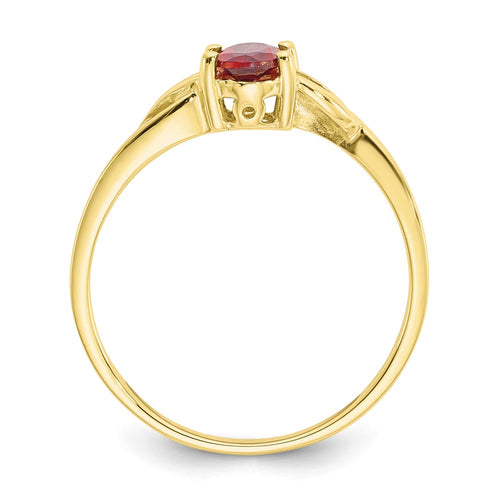 10k Polished 6x4mm Oval Genuine January/ Garnet Birthstone Ring