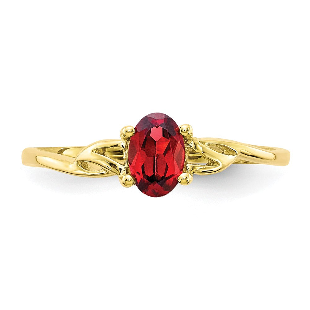 10k Polished 6x4mm Oval Genuine January/ Garnet Birthstone Ring