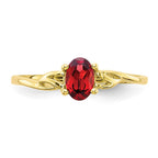 10k Polished 6x4mm Oval Genuine January/ Garnet Birthstone Ring