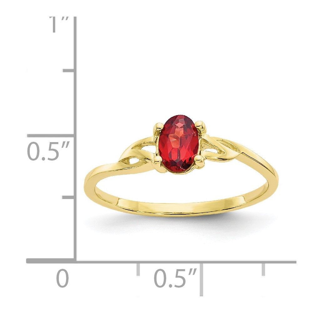 10k Polished 6x4mm Oval Genuine January/ Garnet Birthstone Ring
