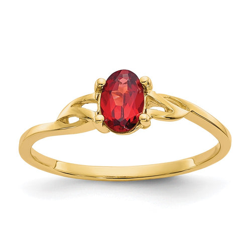 10k Polished 6x4mm Oval Genuine January/ Garnet Birthstone Ring