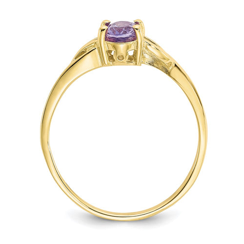 10k Polished 6x4mm Oval Genuine February/ Amethyst Birthstone Ring