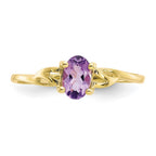 10k Polished 6x4mm Oval Genuine February/ Amethyst Birthstone Ring