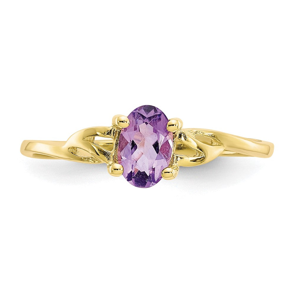 10k Polished 6x4mm Oval Genuine February/ Amethyst Birthstone Ring