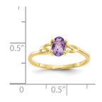 10k Polished 6x4mm Oval Genuine February/ Amethyst Birthstone Ring