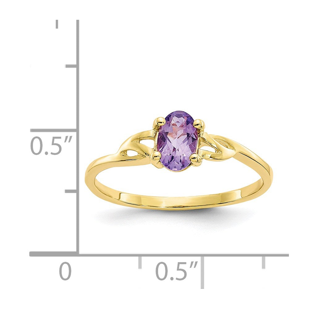 10k Polished 6x4mm Oval Genuine February/ Amethyst Birthstone Ring