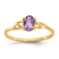 10k Polished 6x4mm Oval Genuine February/ Amethyst Birthstone Ring