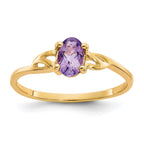 10k Polished 6x4mm Oval Genuine February/ Amethyst Birthstone Ring