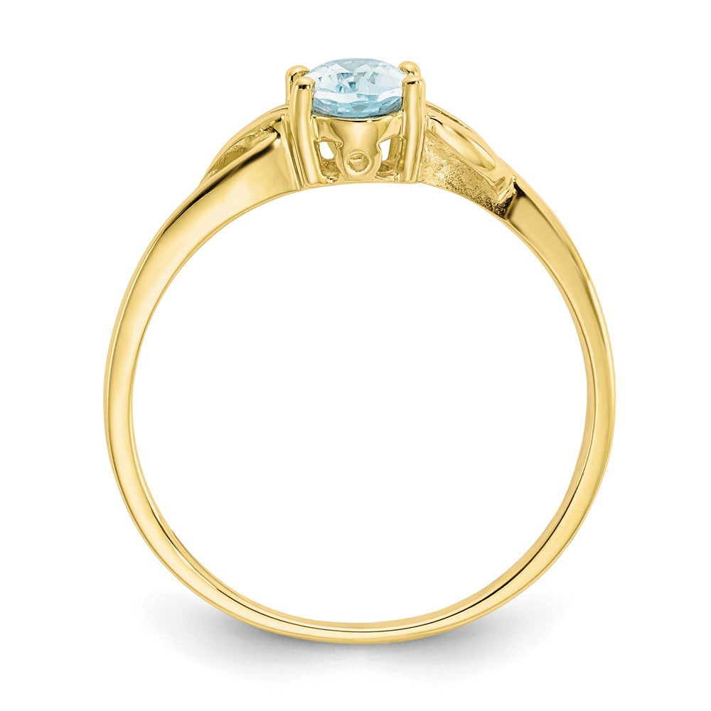 10k Polished 6x4mm Oval Genuine March/ Aquamarine Birthstone Ring