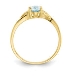 10k Polished 6x4mm Oval Genuine March/ Aquamarine Birthstone Ring