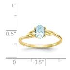 10k Polished 6x4mm Oval Genuine March/ Aquamarine Birthstone Ring
