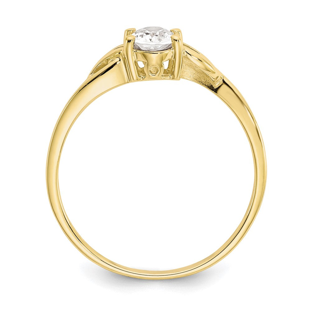 10k Polished 6x4mm Oval Genuine April/ White Topaz Birthstone Ring