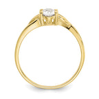 10k Polished 6x4mm Oval Genuine April/ White Topaz Birthstone Ring