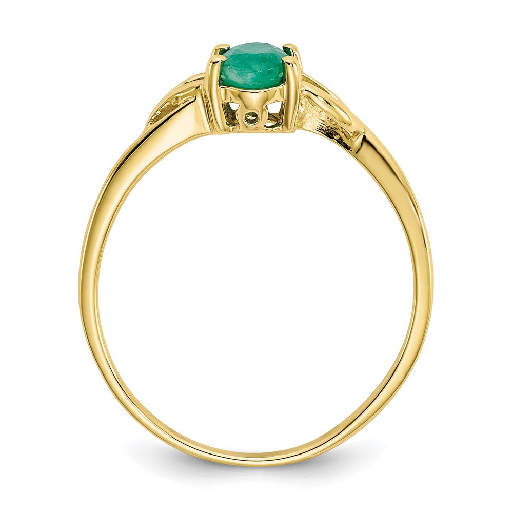 10k Polished 6x4mm Oval Genuine May/ Emerald Birthstone Ring