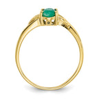 10k Polished 6x4mm Oval Genuine May/ Emerald Birthstone Ring