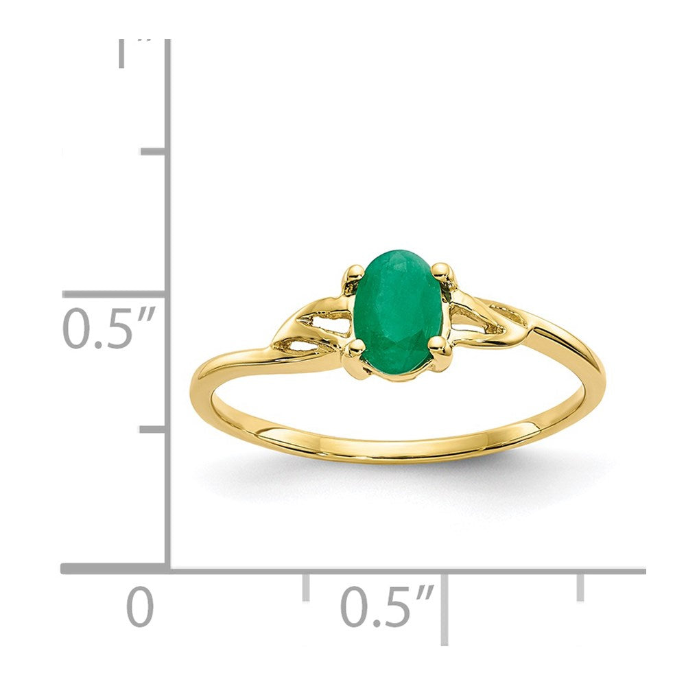 10k Polished 6x4mm Oval Genuine May/ Emerald Birthstone Ring