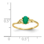10k Polished 6x4mm Oval Genuine May/ Emerald Birthstone Ring