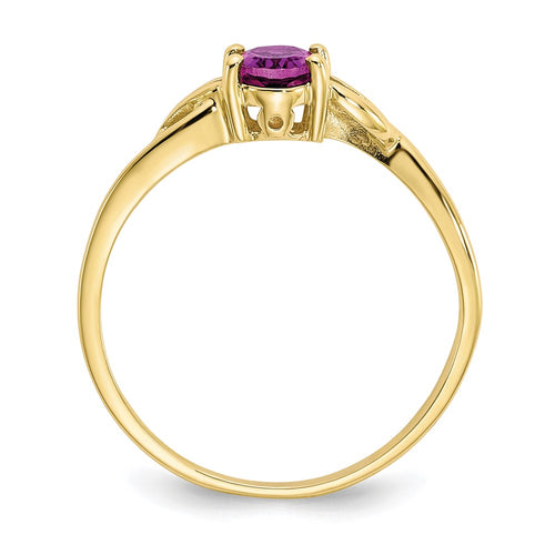 10k Polished 6x4mm Oval Genuine June/ Rhodolite Garnet Birthstone Ring