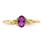 10k Polished 6x4mm Oval Genuine June/ Rhodolite Garnet Birthstone Ring