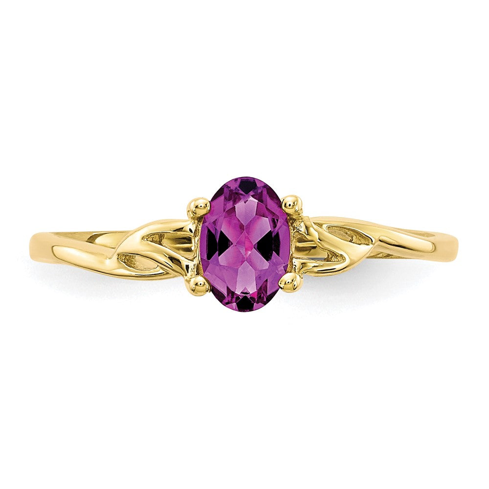 10k Polished 6x4mm Oval Genuine June/ Rhodolite Garnet Birthstone Ring