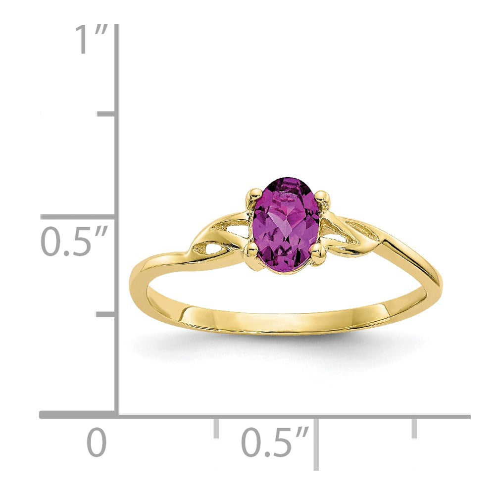 10k Polished 6x4mm Oval Genuine June/ Rhodolite Garnet Birthstone Ring
