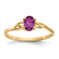 10k Polished 6x4mm Oval Genuine June/ Rhodolite Garnet Birthstone Ring