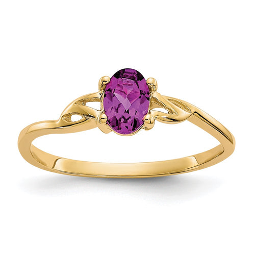 10k Polished 6x4mm Oval Genuine June/ Rhodolite Garnet Birthstone Ring