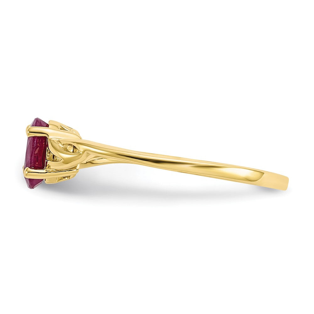 10k Polished 6x4mm Oval Genuine July/ Ruby Birthstone Ring