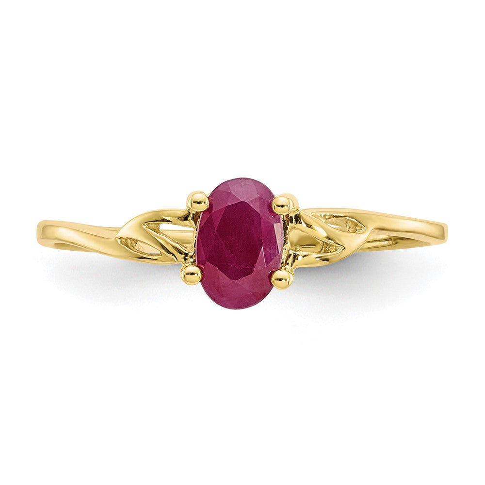 10k Polished 6x4mm Oval Genuine July/ Ruby Birthstone Ring