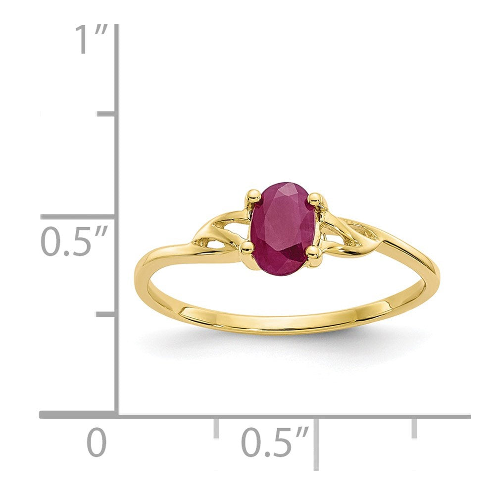10k Polished 6x4mm Oval Genuine July/ Ruby Birthstone Ring