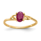 10k Polished 6x4mm Oval Genuine July/ Ruby Birthstone Ring
