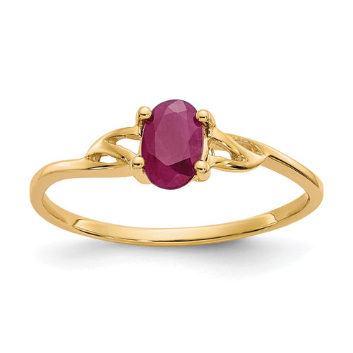 10k Polished 6x4mm Oval Genuine July/ Ruby Birthstone Ring