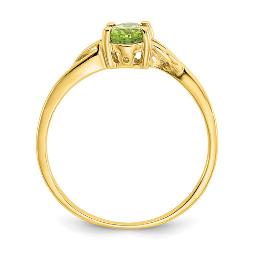 10k Polished 6x4mm Oval Genuine August/ Peridot Birthstone Ring