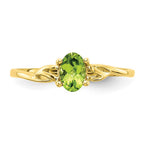 10k Polished 6x4mm Oval Genuine August/ Peridot Birthstone Ring