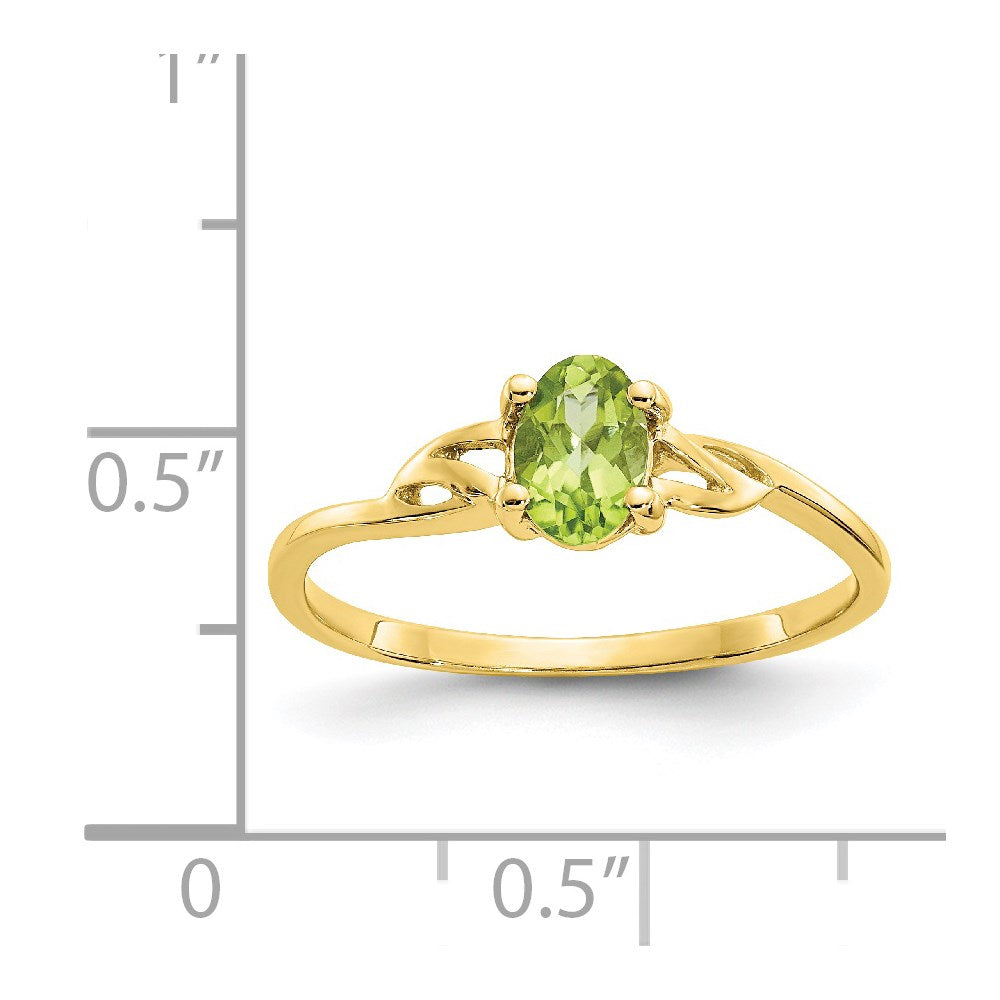 10k Polished 6x4mm Oval Genuine August/ Peridot Birthstone Ring